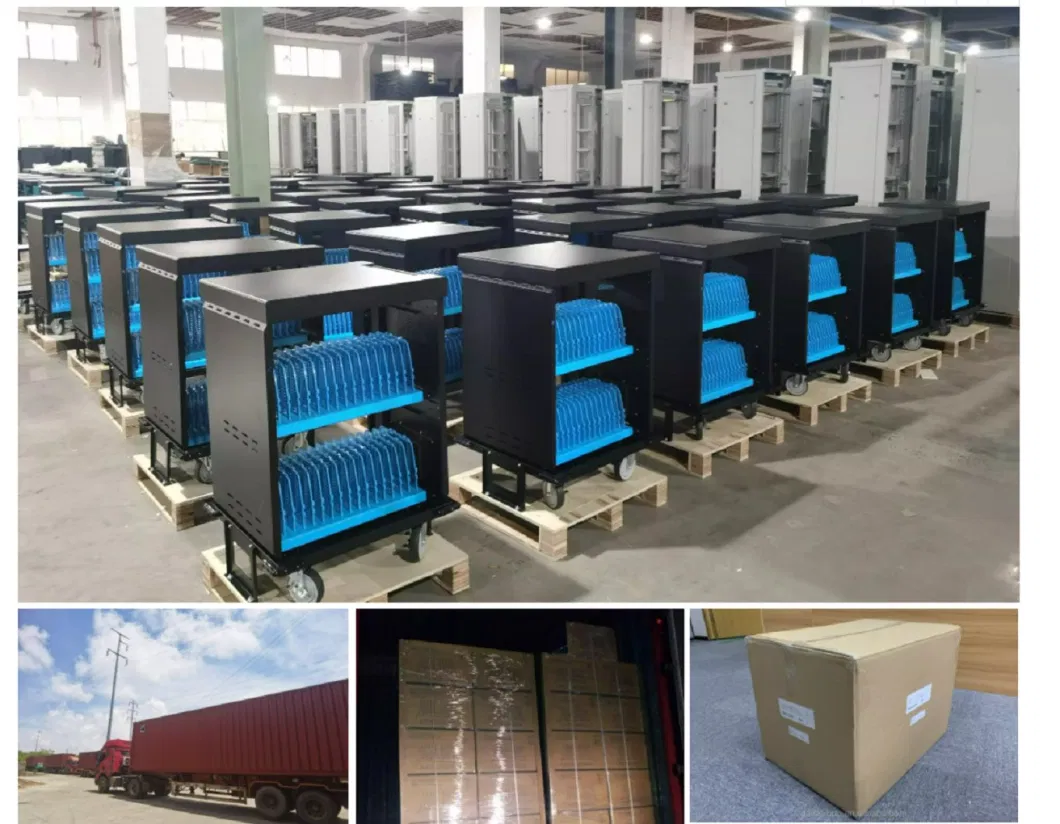 32 Ports AC Ipads Laptops Charging and Storage Cart Cabinets with Casters